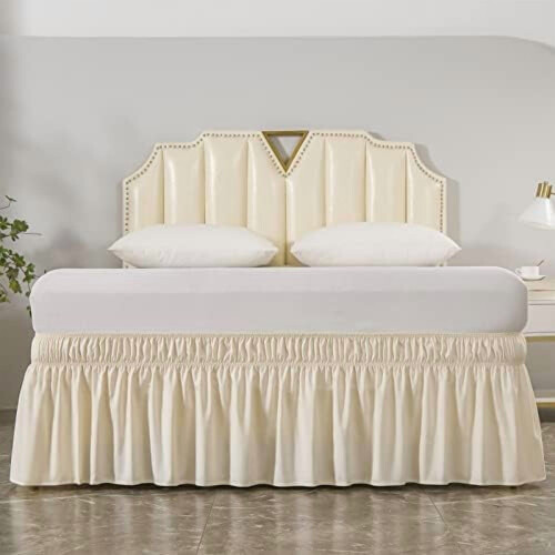 Rundum-Bettrock Beige 40 cm Fallhöhe Einzel-/Doppelbett 2