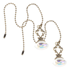 Golden Metal & Crystal Ceiling Fan Pull Chain – 2 Pack