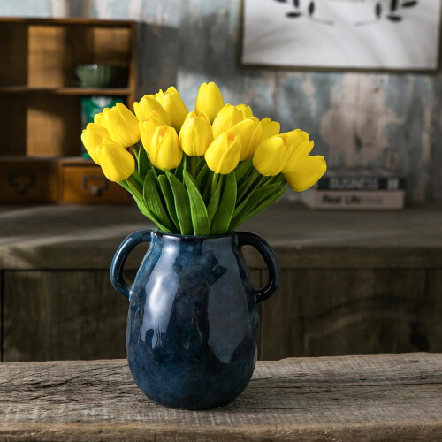 Conjunto de 10 tulipas de seda roxas de 33 cm (13 polegadas), ideais para decoração de casa/cozinha/casamento, Dia das Mães, Páscoa e presentes 2