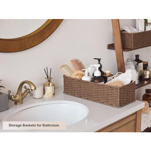 Runder Toilettenkorb aus Papierseil, braun, 2er-Pack 2