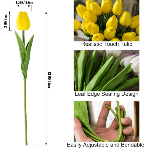 Conjunto de 10 tulipas de seda roxas de 33 cm (13 polegadas), ideais para decoração de casa/cozinha/casamento, Dia das Mães, Páscoa e presentes 1