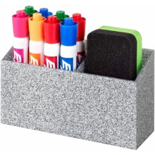 Suporte magnético para marcadores de quadro branco, geladeira e armário – Copo de acrílico antiderrapante (prateado), compatível com marcadores