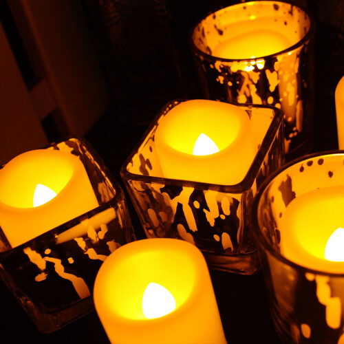 Σετ κεριών με 24 κεριά υψηλής ποιότητας χωρίς φλόγα, κεριά LED που λειτουργούν με 1