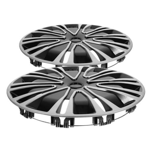 Enjoliveurs universels pour roues de voiture, remplacement facile, en polypropylène noir, design unique.