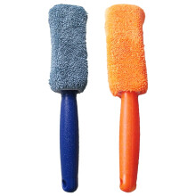 2 spazzole in microfibra con manico lungo per la pulizia di pneumatici, ideali per auto, per lavare cerchi e ruote.