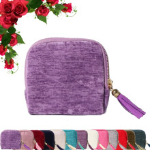 Cás Seodra Taistil Fillte Iniompartha le Zipper Tassel, Pouch Eagraithe 5 Urrann Veilséad Bog do Bhreangáin