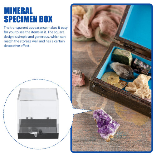 Boîte de présentation standard pour minéraux, 8 cubes transparents 1