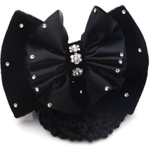 Fermaglio per capelli da donna in raso con strass, copri-fiocco, retina per chignon, retina per capelli