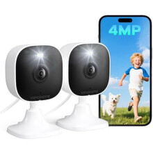4MP buitencamera's voor thuisgebruik, binnen/buiten, 2.4G/5G, plug & play, bedraad, ondersteuning voor 128GB geheugenkaart (niet inbegrepen), 2 stuks