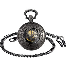 Reloj de bolsillo mecánico para hombre, esfera con números romanos, reloj de bolsillo de acero inoxidable con diseño de doce constelaciones,