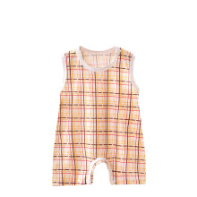 Macacão sem mangas para bebê, pijama de algodão com gola redonda, roupa de dormir para bebês.