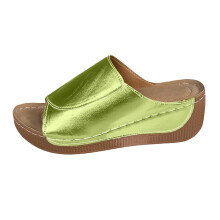 Sandali e ciabatte casual da donna Ediodpoh in pelle tinta unita con punta spessa e suola spessa, colore verde_002 9.5