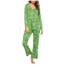 Ensemble pyjama 2 pièces pour femme, collection été 2025 : pantalon à manches longues, vêtements de nuit, tailles S à 3XL.