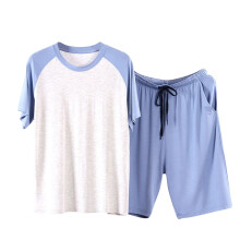 Heren zomerpyjamaset van ijzijde – Lichtgewicht, ademend, elastische tailleband en trekkoord, voor thuis, op reis, strand, feestjes – Zachte,