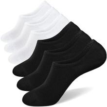 No Show Socks til mænd, 6/8-pak, tynde bomuldssokker, lavt snit, skridsikre, til loafers, flade sneakers, 5-8/9-11/12-15