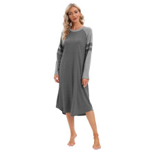 Camicia da notte ampia a maniche lunghe da donna, pigiama lungo, abbigliamento da casa