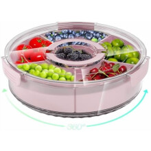 Delt serveringsbakke med låg og håndtag – Stor snacksnurre, charcuteri-/grøntsags-/frugtfad, taco-tirsdag, filmaften, rejse, picnic –