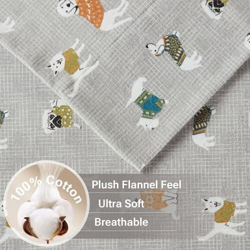 Σεντόνι True North από Cozy Flannel Warm 100% Βαμβάκι - Σετ Κλινοσκεπασμάτων με Αστέρια και Ζώα, 2