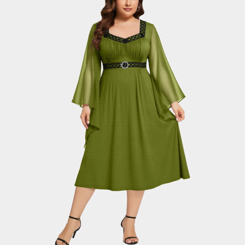 Γυναικείο μεσαιωνικό φόρεμα κορσέ με μακριά μανίκια, τετράγωνο, μεγάλο μέγεθος 2