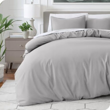 Bedding Duvet Cover Full Size - Premium 1800 Super Soft Collection - Lightweight, Cooling Duvet Cover - Soft Breathable Bedding (Full, Light Grey)