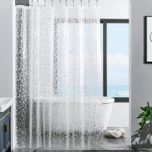 Doublure de rideau de douche fine et transparente en EVA, motif galets, 180 x 180 cm, en plastique léger, pour salle de bain ou salle d'exposition.