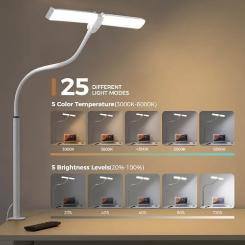 Επιτραπέζιο φωτιστικό LED για το σπίτι – Eye-Care Architect Light με σφιγκτήρα, διπλή κεφαλή, 1