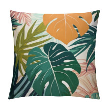 Sierkussenhoes met tropisch bladmotief, decoratieve kussenhoezen met zomerpalmprint voor woonkamer, bed, bank, slaapkamer, vierkante hoezen voor