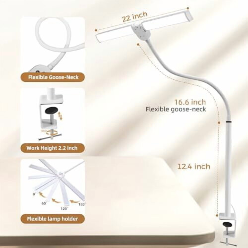 Επιτραπέζιο φωτιστικό LED για το σπίτι – Eye-Care Architect Light με σφιγκτήρα, διπλή κεφαλή, 2