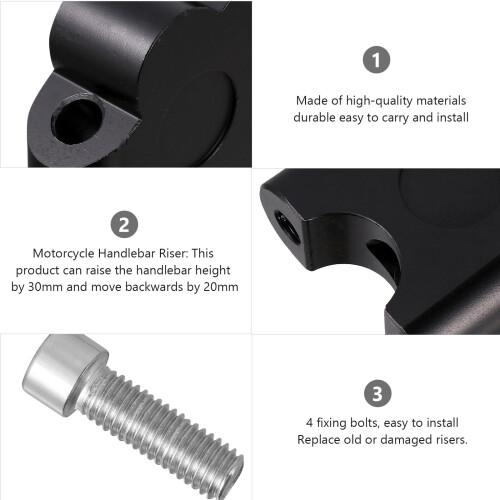 Handlebar Riser Motorcycle Handlebar Riser Clamp - Universal & Modified (Black)(2.28X2.09X0.87Inch) 2
