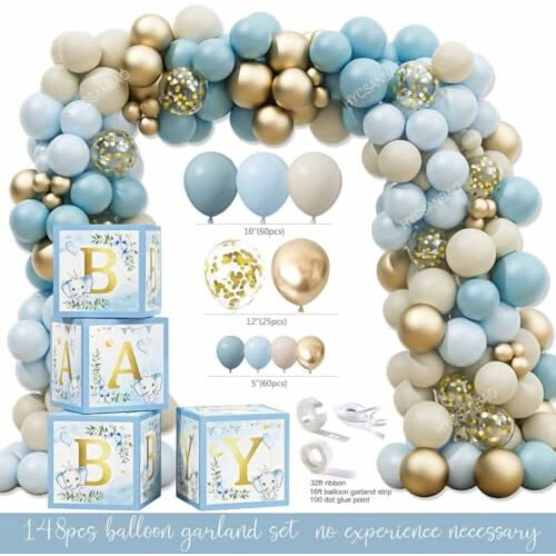 Διακοσμήσεις για Baby Shower με Μπλε Ελέφαντα για Αγόρι – Φόντο, Τραπεζομάντιλο, Αψίδα 2