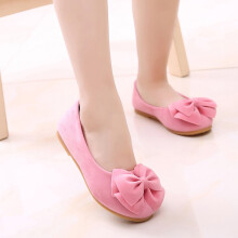 Zapatos UTTOASFAY para bebés y niñas, zapatos lisos con lazo, zapatos de baile suaves para niñas, color rosa, para edades de 4.5 a 5 años.