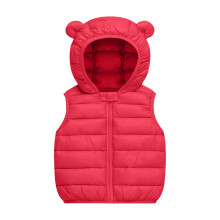 Gilet imbottito trapuntato per bambini e bambine, giacca antivento con cappuccio, rosa acceso, 12-18 mesi, 2025Fashion