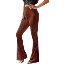 Samthose für Damen, modische, hochtaillierte Cordhose mit ausgestelltem Bein für stilvolle und bequeme lange Hosen für den Alltag