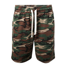 Pantaloni scurți ProGo pentru bărbați, casual, din fleece, cu talie elastică (camuflaj pădure, mediu)