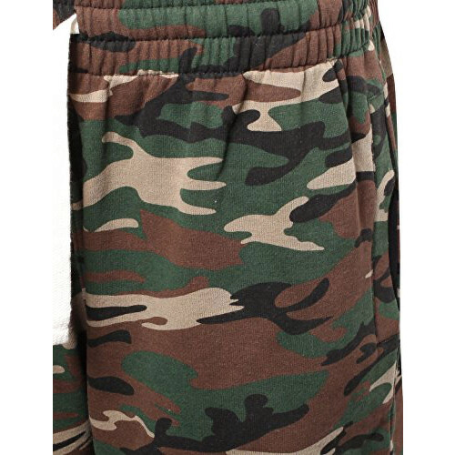 ProGo Heren Casual Basic Fleece Shorts met Elastische Taille (Forest Camo, Medium) 2