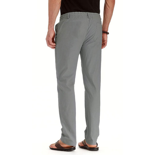 Μοντέρνο ανδρικό παντελόνι Business Loose Large Size με ελαστική μέση, βαμβακερό, μονόχρωμο 1
