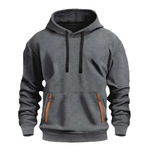 Sweat à capuche homme uni avec fermeture éclair 2