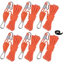 Hikeman kampeertouw met ratelmechanisme, verstelbare scheerlijnen voor tent/luifel/kajak/kano/kweeklamp (6 stuks, oranje)