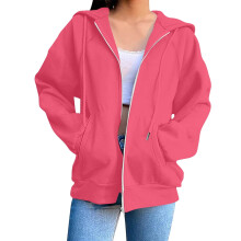Sweat-shirt à capuche zippé pour femme, manches longues, coupe oversize, idéal pour l'automne, en polaire avec poches, tailles S à 3XL