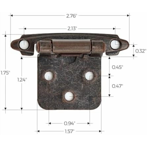 Συσκευασία 20 μεντεσέδων επικάλυψης ντουλαπιών 1/2", αυτοκλειόμενοι ημικρυφοί, 2