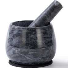 Mortier et pilon robustes, ensemble pilon en marbre naturel, broyeur à épices et herbes pour préparer guacamole, salsa et pesto frais, bol en