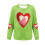 Felpa da donna a coste con scollo rotondo e cuore per San Valentino, lunga 4
