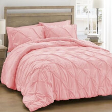 Roze dekbedovertrekset met plooien, kingsize