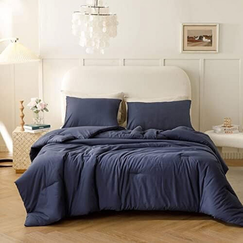 Navy Blue Twin/Twin XL Comforter Set 1 Piece Comforter + 1 1