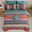 Boho Queen Comforter Set Orange Green 8-Piece Microfiber 5
