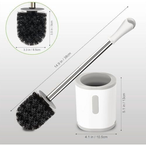 Toilet Brush & Holder Set 3-Pack White Grey 1