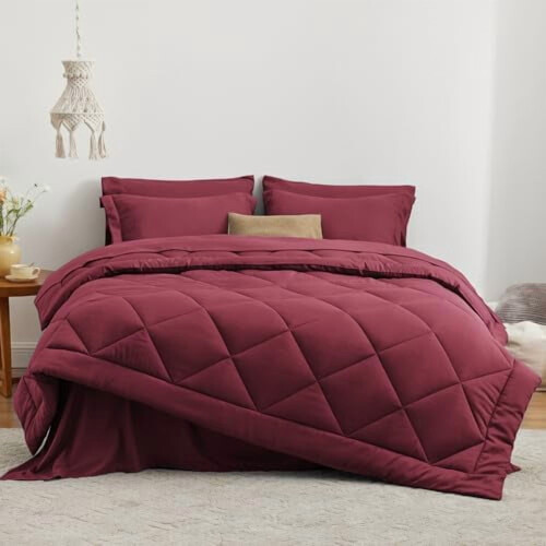 Burgundy Queen Comforter Set 7-Piece 1