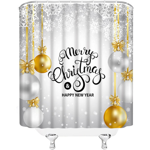 Julduschdraperi guldbollar silver snöflingor tomten 2