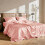 Σετ σεντόνια 4 τεμαχίων από σατέν King – Coral Silky Deep Pocket, Πολυτελής μεταξωτή αίσθηση (1 2