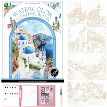 Kit creativo antistress ad acquerello per adulti, blocco pieghevole con colori e pennello incorporati, compatibile con arteterapia e mindfulness.
